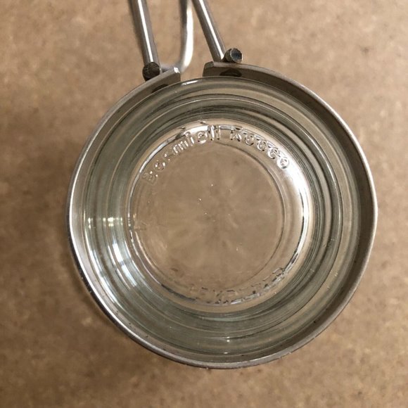 4 Bormioli Rocco Espresso Glasses Stainless Handles Set EEUC - Picture 3 of 3